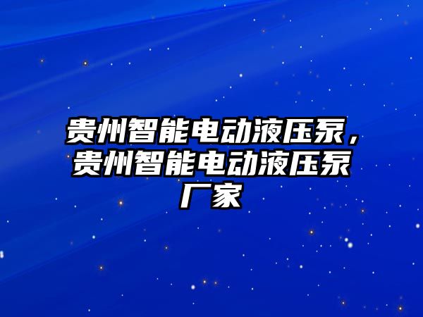 貴州智能電動液壓泵，貴州智能電動液壓泵廠家