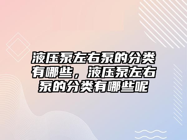 液壓泵左右泵的分類有哪些，液壓泵左右泵的分類有哪些呢