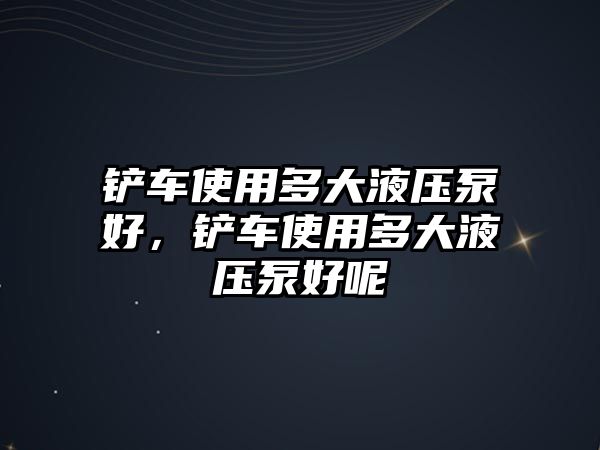 鏟車使用多大液壓泵好，鏟車使用多大液壓泵好呢