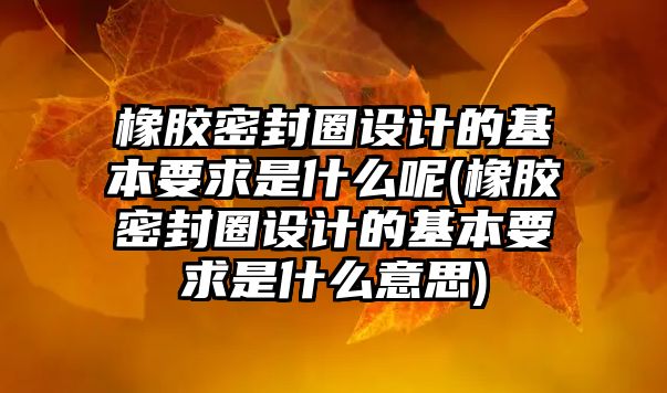 橡膠密封圈設(shè)計(jì)的基本要求是什么呢(橡膠密封圈設(shè)計(jì)的基本要求是什么意思)