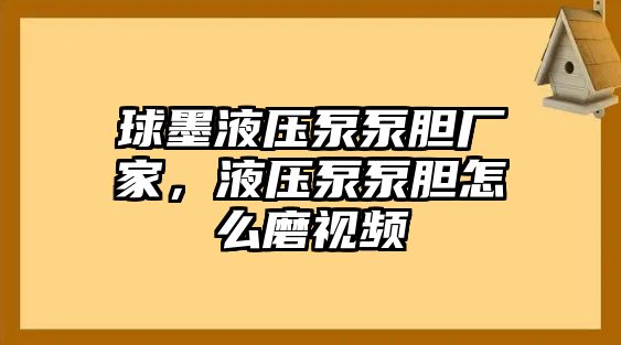 球墨液壓泵泵膽廠家，液壓泵泵膽怎么磨視頻