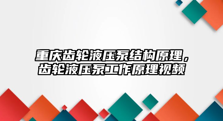 重慶齒輪液壓泵結(jié)構(gòu)原理，齒輪液壓泵工作原理視頻