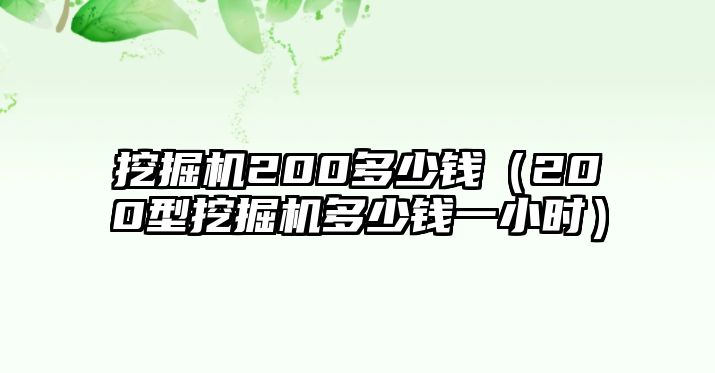 挖掘機(jī)200多少錢（200型挖掘機(jī)多少錢一小時(shí)）