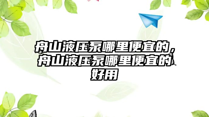 舟山液壓泵哪里便宜的，舟山液壓泵哪里便宜的好用