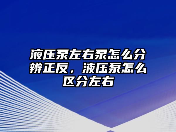 液壓泵左右泵怎么分辨正反，液壓泵怎么區(qū)分左右