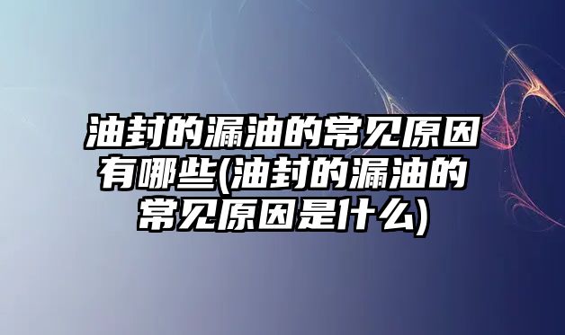 油封的漏油的常見(jiàn)原因有哪些(油封的漏油的常見(jiàn)原因是什么)