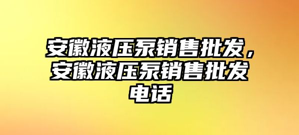 安徽液壓泵銷售批發(fā)，安徽液壓泵銷售批發(fā)電話