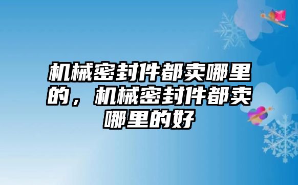 機(jī)械密封件都賣哪里的，機(jī)械密封件都賣哪里的好