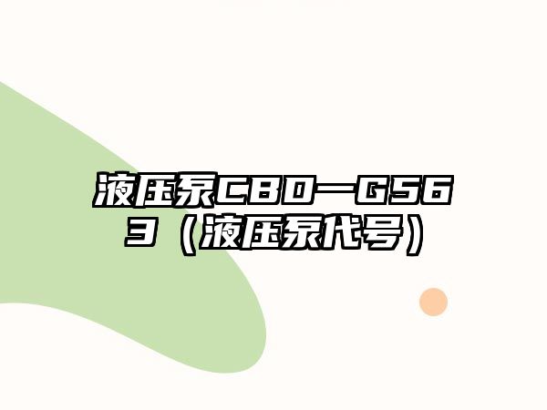 液壓泵CBD一G563（液壓泵代號(hào)）