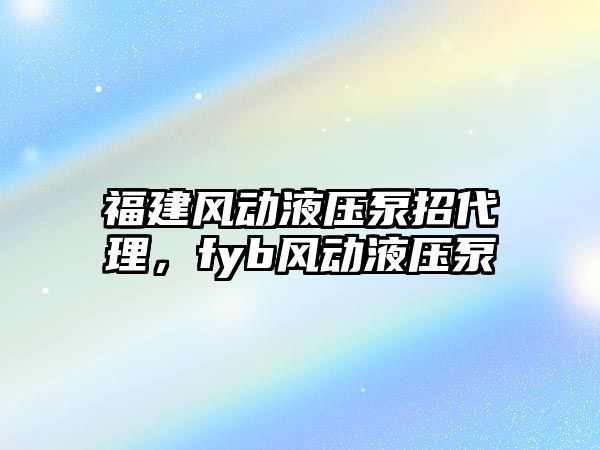 福建風動液壓泵招代理，fyb風動液壓泵