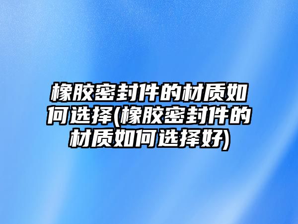 橡膠密封件的材質(zhì)如何選擇(橡膠密封件的材質(zhì)如何選擇好)