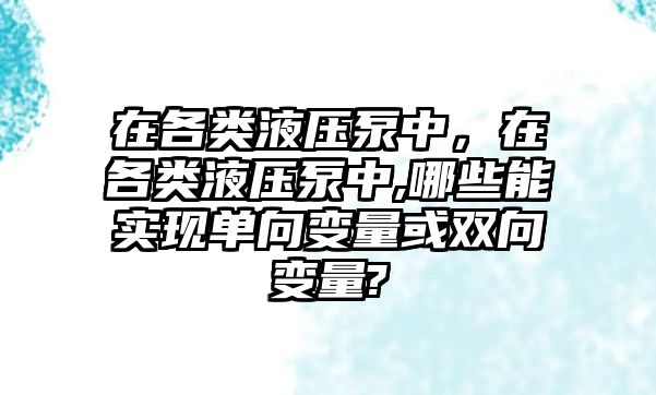 在各類液壓泵中，在各類液壓泵中,哪些能實(shí)現(xiàn)單向變量或雙向變量?