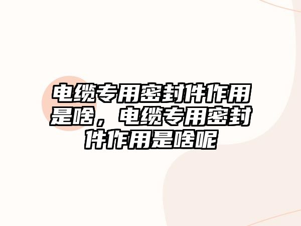 電纜專用密封件作用是啥，電纜專用密封件作用是啥呢