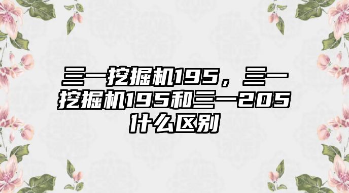 三一挖掘機(jī)195，三一挖掘機(jī)195和三一205什么區(qū)別