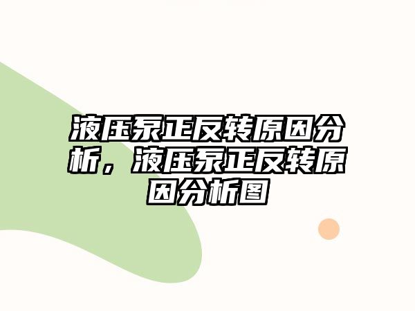 液壓泵正反轉(zhuǎn)原因分析，液壓泵正反轉(zhuǎn)原因分析圖