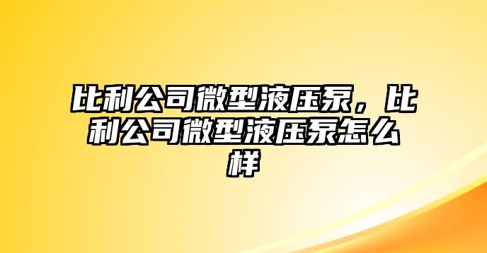 比利公司微型液壓泵，比利公司微型液壓泵怎么樣