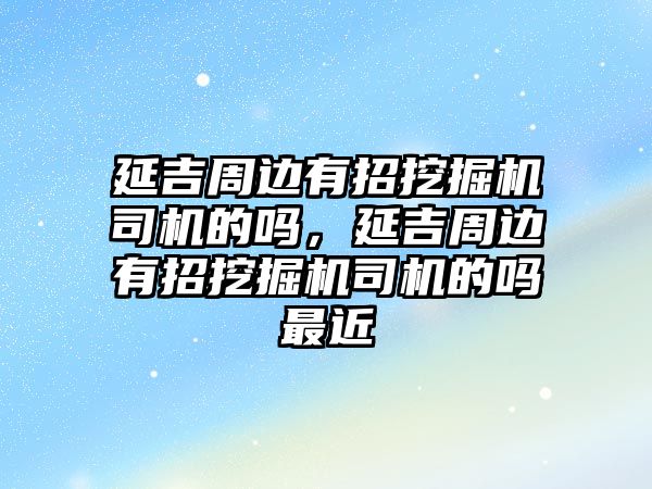 延吉周邊有招挖掘機司機的嗎，延吉周邊有招挖掘機司機的嗎最近