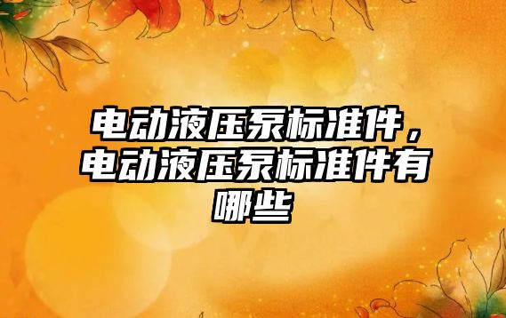 電動液壓泵標準件，電動液壓泵標準件有哪些