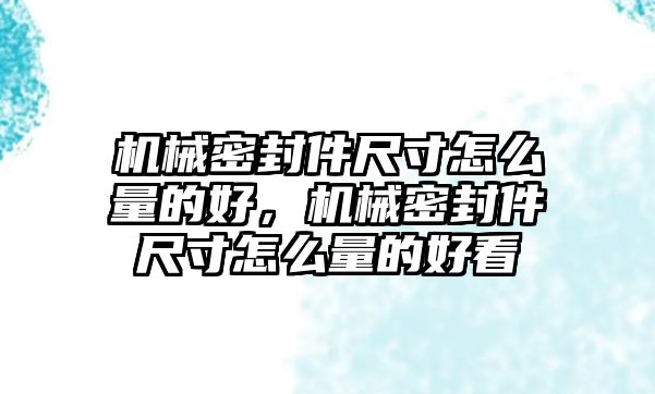 機械密封件尺寸怎么量的好，機械密封件尺寸怎么量的好看