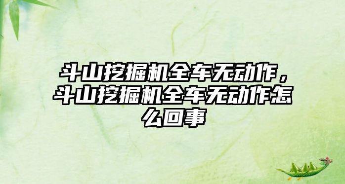 斗山挖掘機全車無動作，斗山挖掘機全車無動作怎么回事