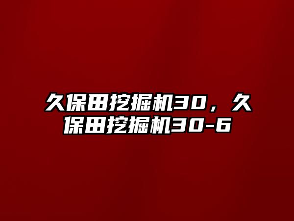 久保田挖掘機(jī)30，久保田挖掘機(jī)30-6