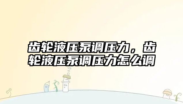 齒輪液壓泵調壓力，齒輪液壓泵調壓力怎么調