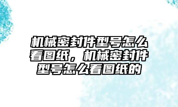 機械密封件型號怎么看圖紙，機械密封件型號怎么看圖紙的