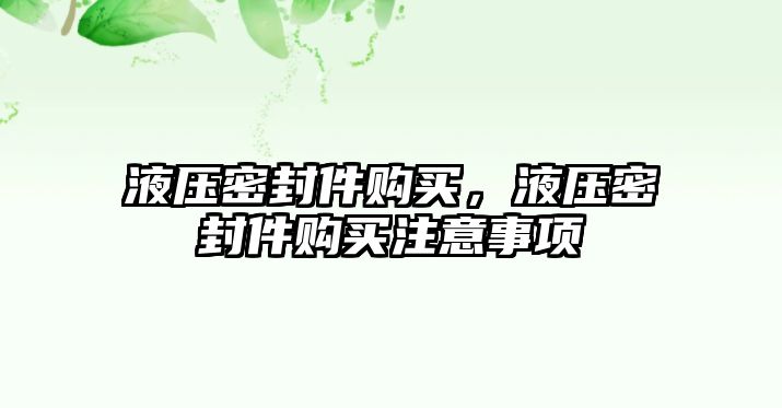 液壓密封件購買，液壓密封件購買注意事項