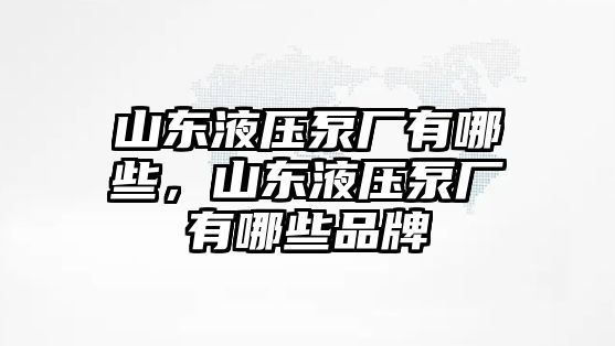 山東液壓泵廠有哪些，山東液壓泵廠有哪些品牌