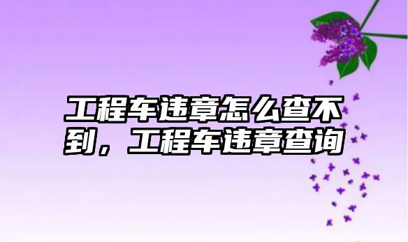 工程車違章怎么查不到，工程車違章查詢