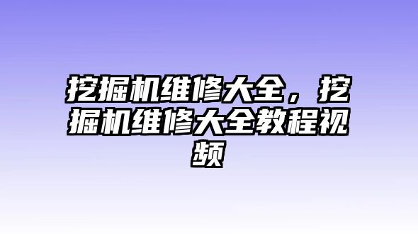 挖掘機(jī)維修大全，挖掘機(jī)維修大全教程視頻