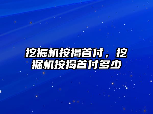 挖掘機按揭首付，挖掘機按揭首付多少