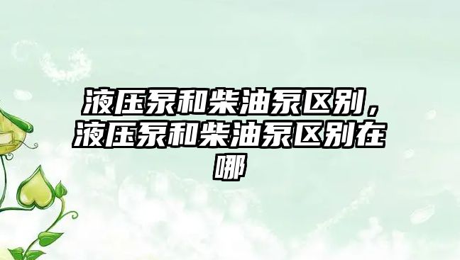 液壓泵和柴油泵區(qū)別，液壓泵和柴油泵區(qū)別在哪