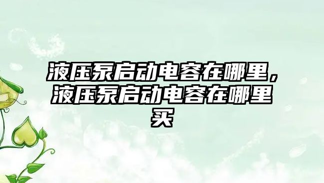 液壓泵啟動電容在哪里，液壓泵啟動電容在哪里買