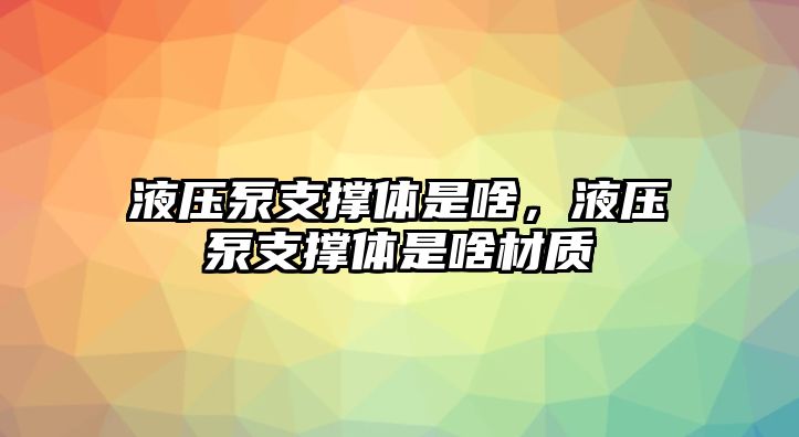 液壓泵支撐體是啥，液壓泵支撐體是啥材質(zhì)