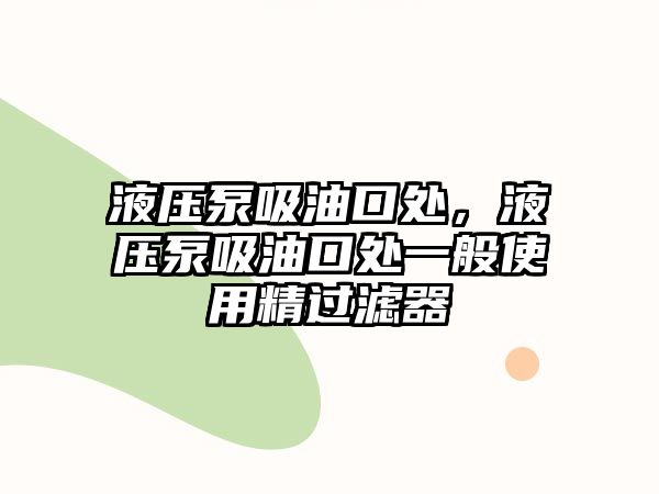 液壓泵吸油口處，液壓泵吸油口處一般使用精過濾器