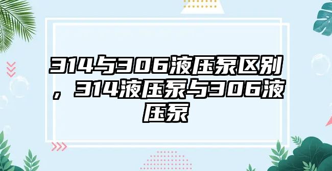 314與306液壓泵區(qū)別，314液壓泵與306液壓泵