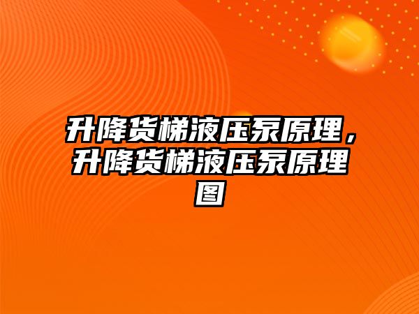 升降貨梯液壓泵原理，升降貨梯液壓泵原理圖