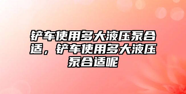 鏟車使用多大液壓泵合適，鏟車使用多大液壓泵合適呢