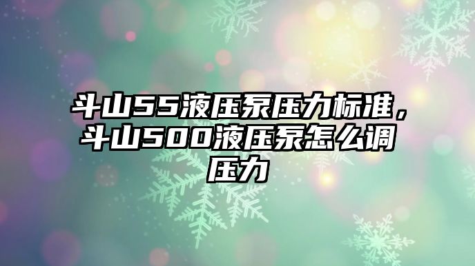 斗山55液壓泵壓力標(biāo)準(zhǔn)，斗山500液壓泵怎么調(diào)壓力