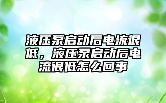 液壓泵啟動后電流很低，液壓泵啟動后電流很低怎么回事