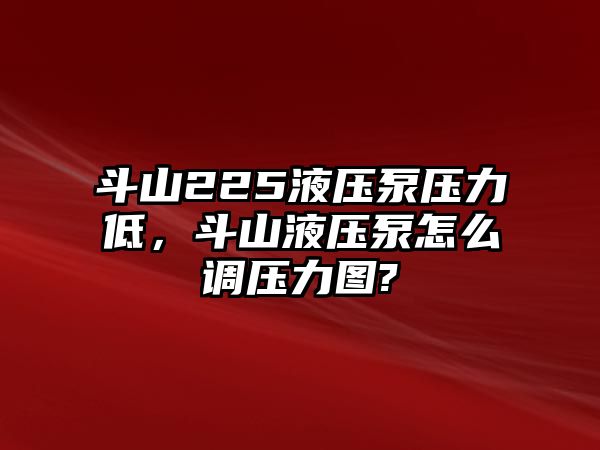 斗山225液壓泵壓力低，斗山液壓泵怎么調壓力圖?