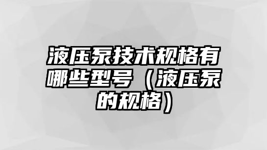 液壓泵技術(shù)規(guī)格有哪些型號(hào)（液壓泵的規(guī)格）