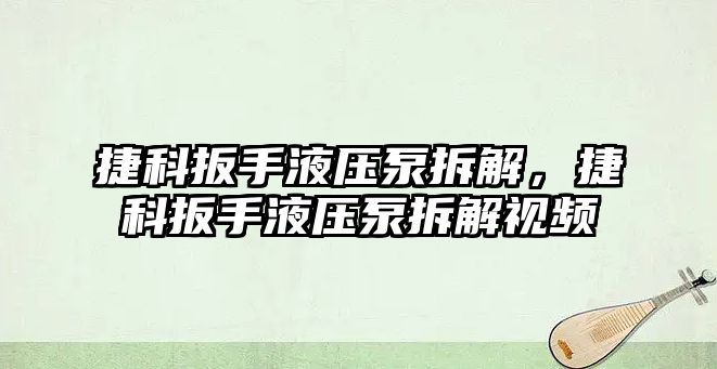 捷科扳手液壓泵拆解，捷科扳手液壓泵拆解視頻