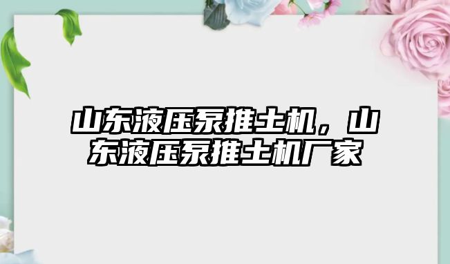 山東液壓泵推土機，山東液壓泵推土機廠家