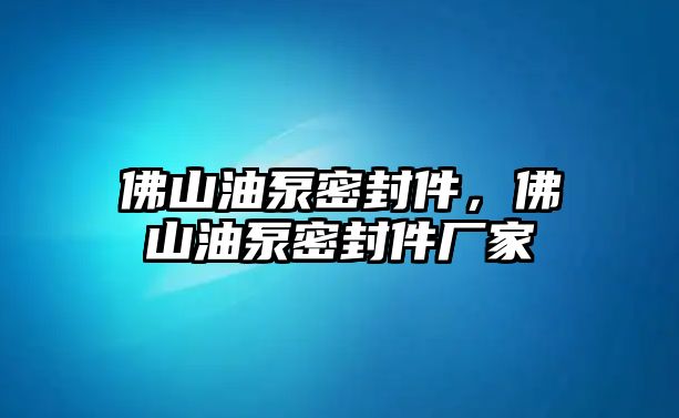 佛山油泵密封件，佛山油泵密封件廠家