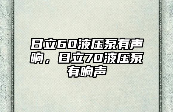 日立60液壓泵有聲響，日立70液壓泵有響聲