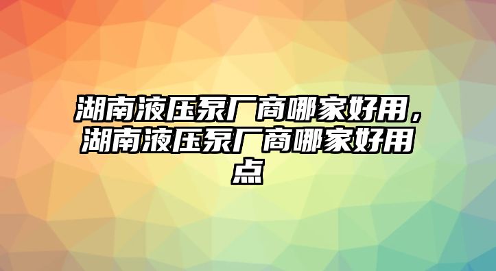 湖南液壓泵廠商哪家好用，湖南液壓泵廠商哪家好用點