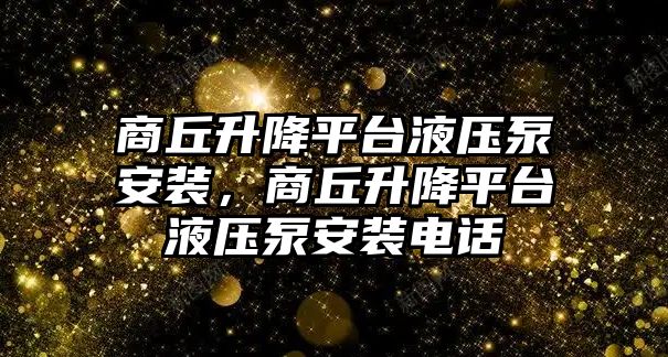 商丘升降平臺液壓泵安裝，商丘升降平臺液壓泵安裝電話