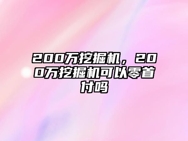 200萬挖掘機，200萬挖掘機可以零首付嗎